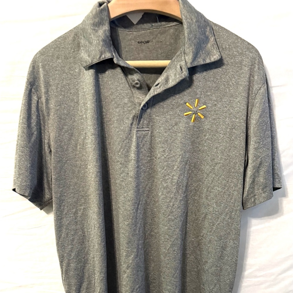 Walmart Grey Yellow Employee Uniform Short Sleeve Polo Shirt XL